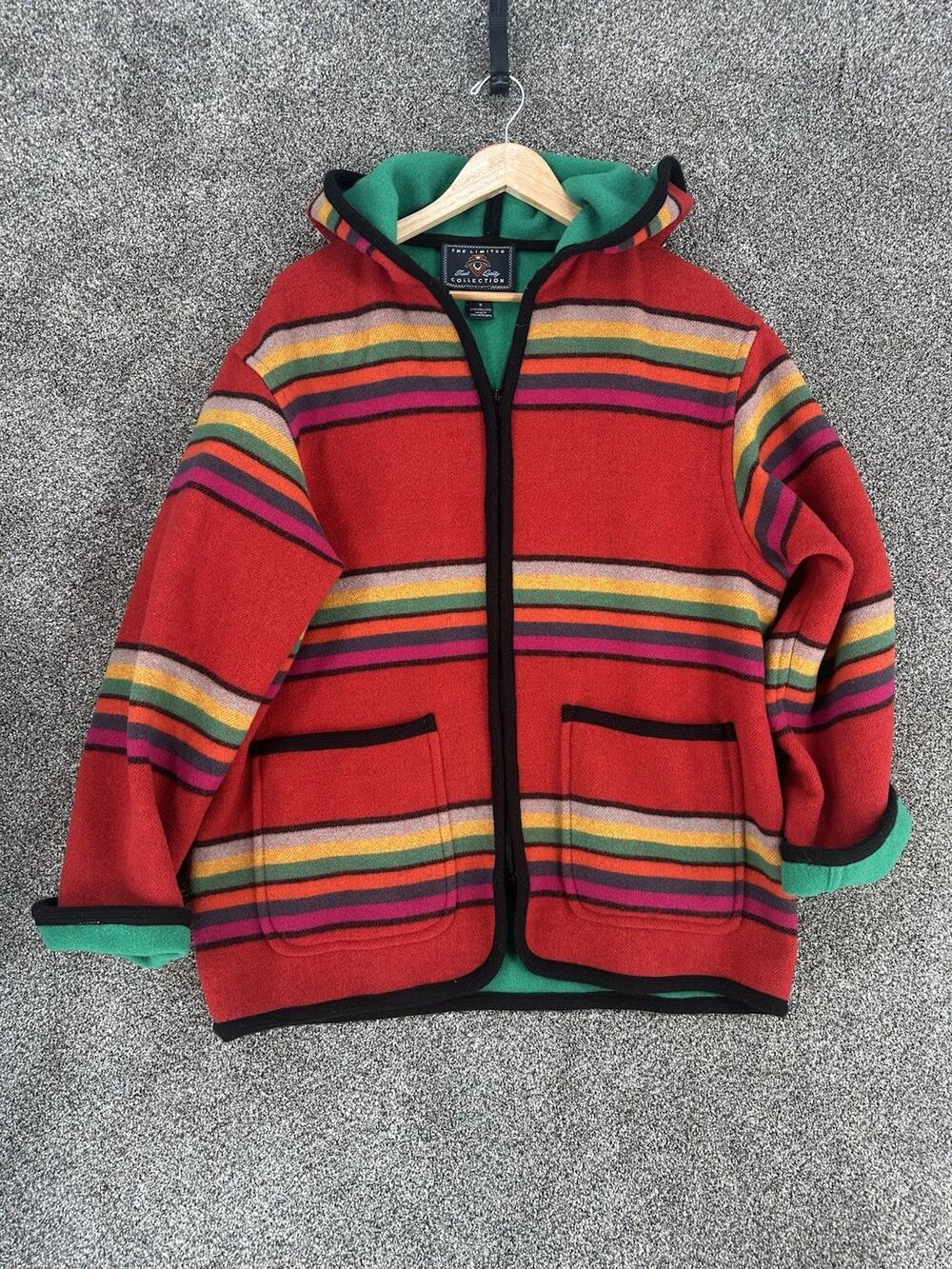 VTG Y2K The Limited Collection Striped Full Zip Blanket Coat Womens Med Colors